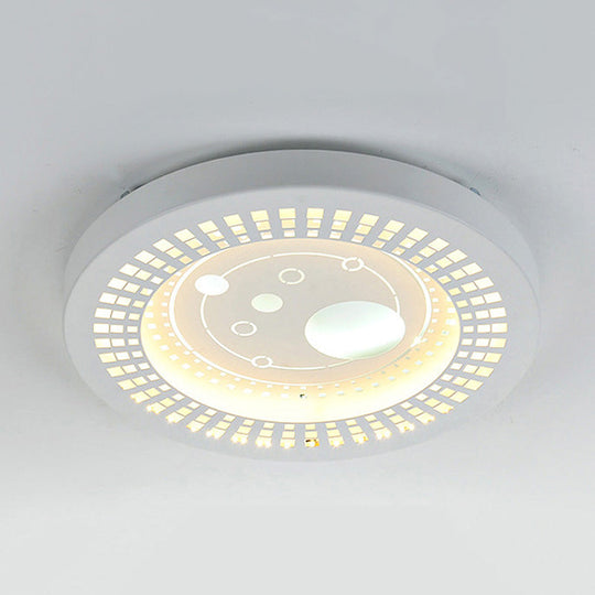 Modern White Circle Shade Ceiling Light - Acrylic Flush Mount For Hallway