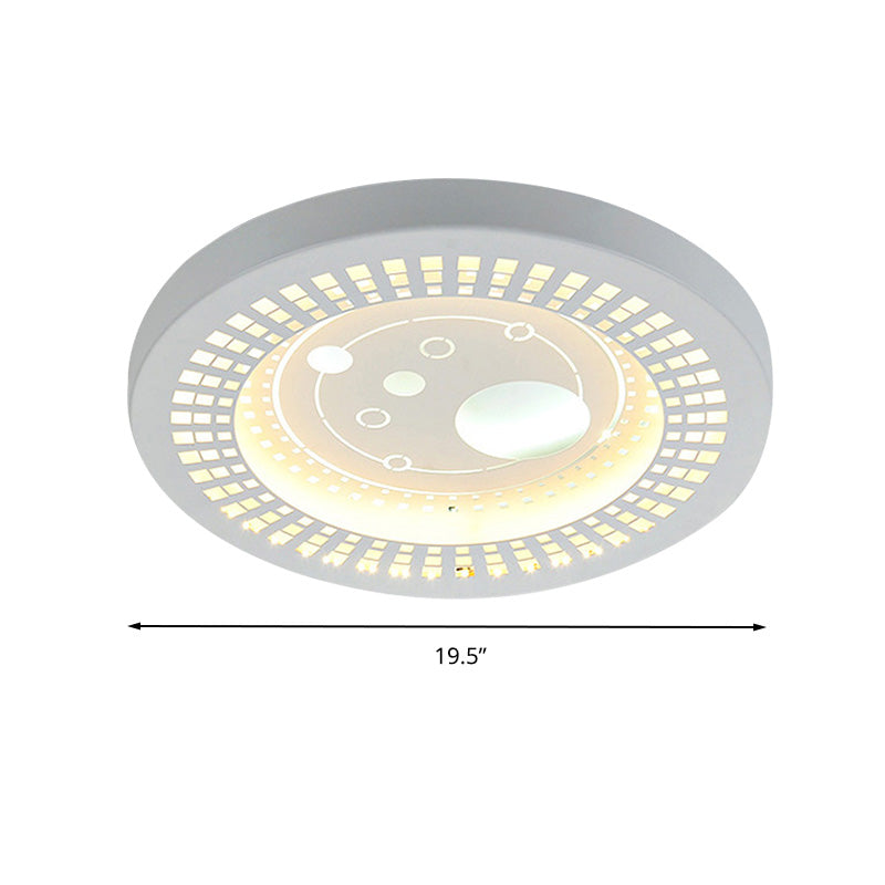 Modern White Circle Shade Ceiling Light - Acrylic Flush Mount For Hallway