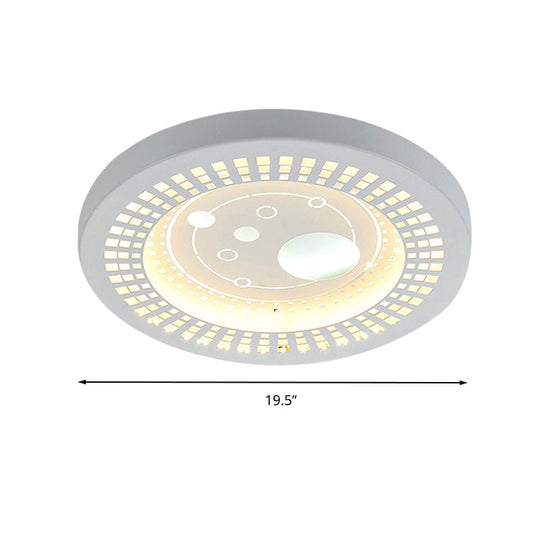 Modern White Circle Shade Ceiling Light - Acrylic Flush Mount For Hallway