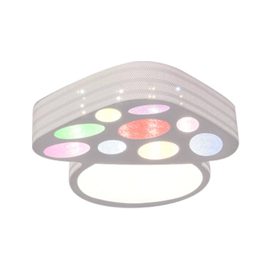 Mushroom Cartoon Ceiling Light: Kids Bedroom Flush Mount In White