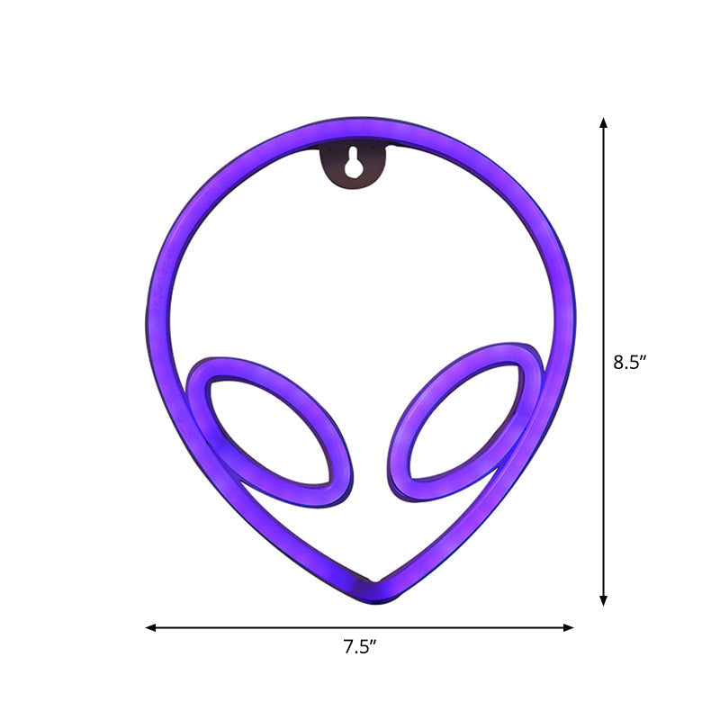 Cartoon Alien Led Nightstand Light For Baby Bedroom - Plastic White Wall Night Lighting