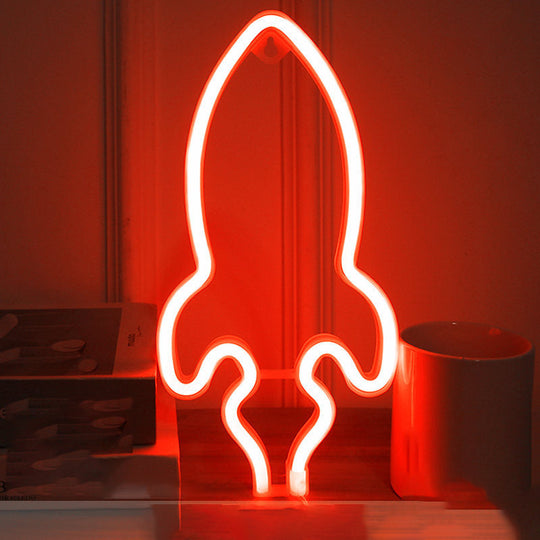 Rocket Inspired Night Stand Lamp - Led Wall Light For Childrens Bedroom Usb Powered White / Red