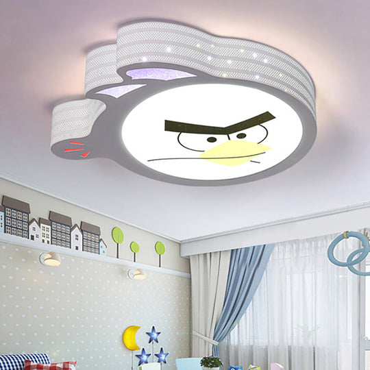 Kids Cartoon Flush Mount Ceiling Light: Modern Acrylic Fixture In White