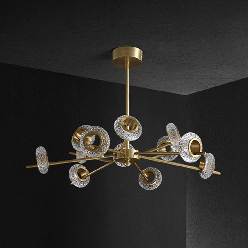 Modern Brass Crystal Chandelier - Elegant Hanging Pendant For Living Room