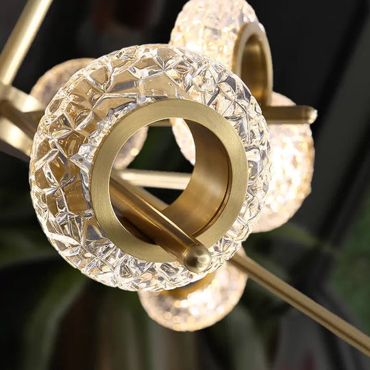 Modern Brass Crystal Chandelier - Elegant Hanging Pendant For Living Room