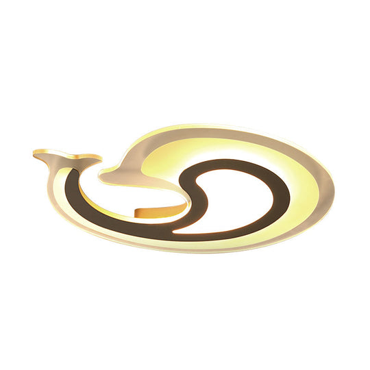 Dolphin Led Ceiling Light For Theme Parks And Bathrooms - Acrylic Animal Flush Fixture In White