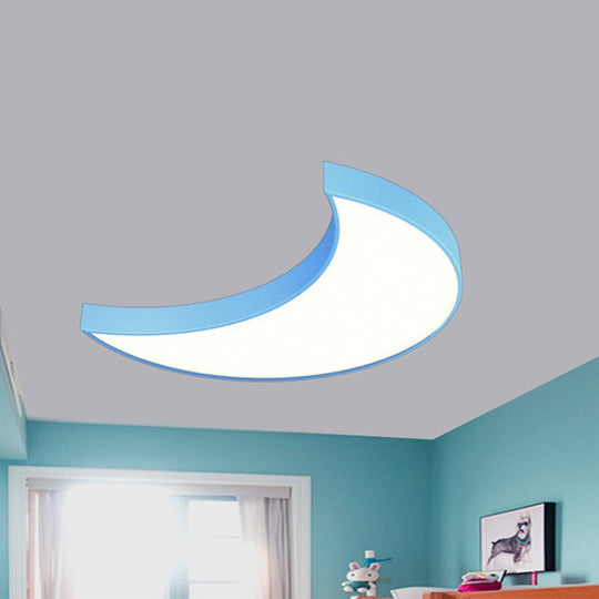 Modern Led Flushmount Ceiling Light For Playroom - Creative Crescent Design Acrylic Material