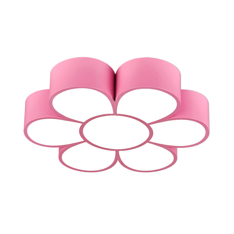 Adorable Girls Bedroom Led Ceiling Light With Cartoon Flush Mount Lamp And Flower Acrylic Shade