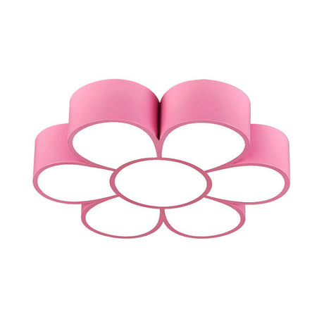 Adorable Girls Bedroom Led Ceiling Light With Cartoon Flush Mount Lamp And Flower Acrylic Shade