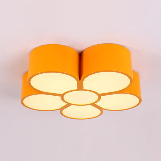 Adorable Girls Bedroom Led Ceiling Light With Cartoon Flush Mount Lamp And Flower Acrylic Shade