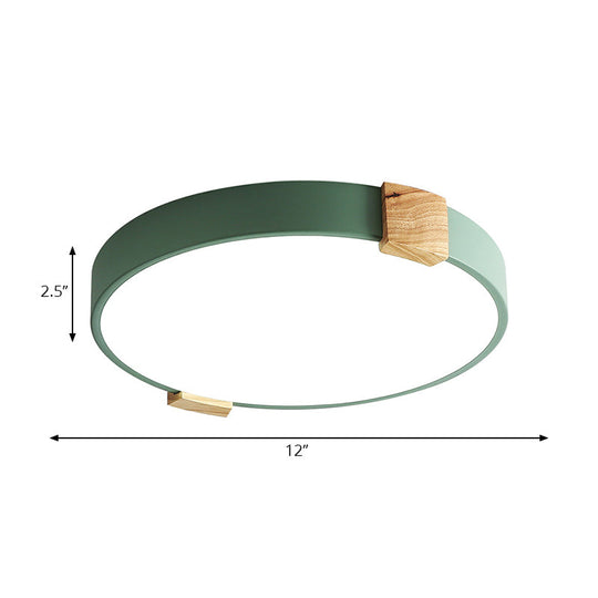 12’/16’ Green Acrylic Macaron Led Flush Mount Light For Study Room - Warm/White