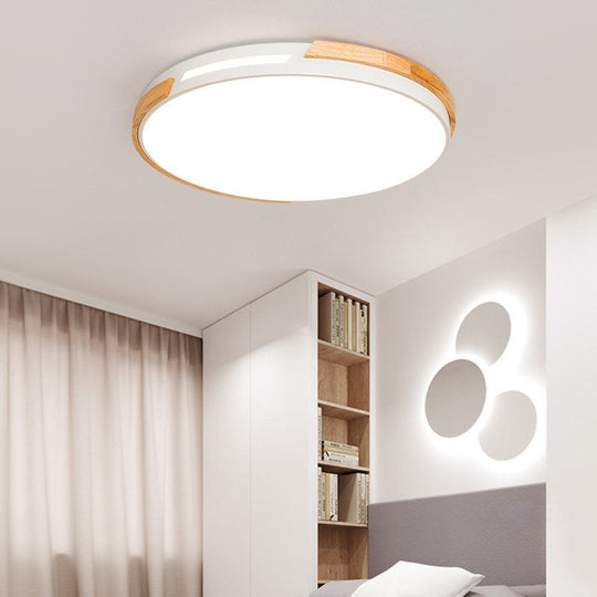Simple Style Acrylic Flushmount Led Ceiling Light In White 12’/16’/19.5’ Width - Ideal For Bedroom