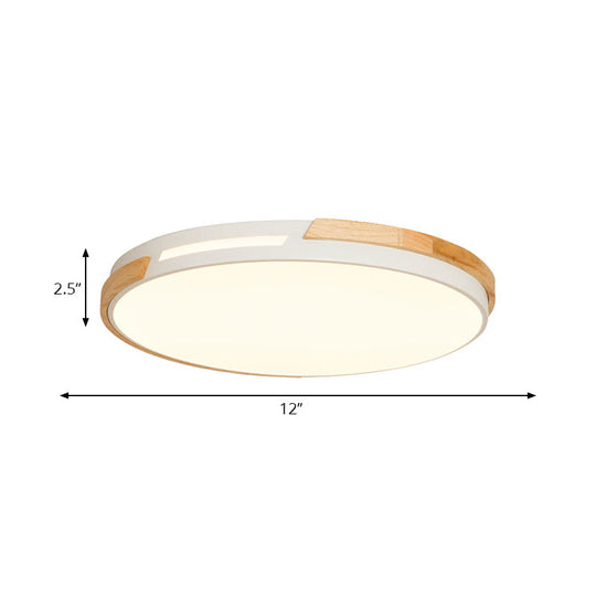 Simple Style Acrylic Flushmount Led Ceiling Light In White 12/16/19.5 Width - Ideal For Bedroom