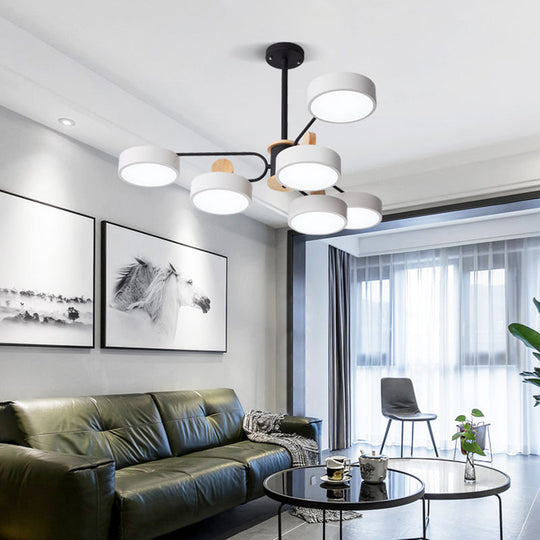 Modern Starburst Chandelier - Simplistic Metal Ceiling Lamp With Acrylic Shade For Living Room 6 /