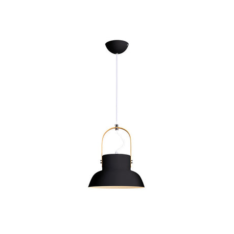 Minimalistic Metal Pendant Lamp With Handle - Barrel Dining Room Hanging Light Black / B
