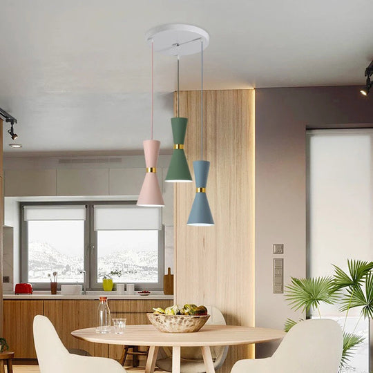 Hourglass Ceiling Hang Fixture - Contemporary Metal Pendant Light For Dining Room Down Lighting