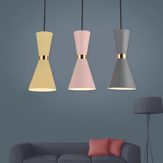 Hourglass Ceiling Hang Fixture - Contemporary Metal Pendant Light For Dining Room Down Lighting