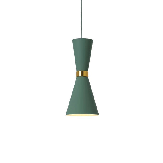 Contemporary Hourglass Ceiling Pendant With Metal Finish - 1-Light Down Lighting Fixture For Dining