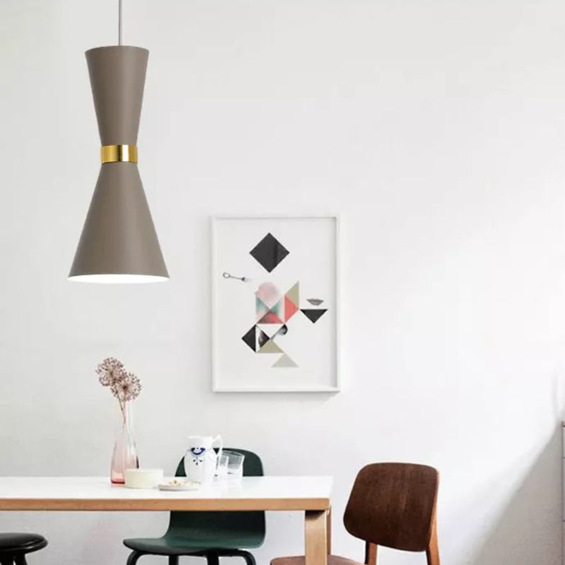 Hourglass Ceiling Hang Fixture - Contemporary Metal Pendant Light For Dining Room Down Lighting