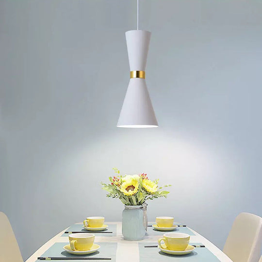 Hourglass Ceiling Hang Fixture - Contemporary Metal Pendant Light For Dining Room Down Lighting