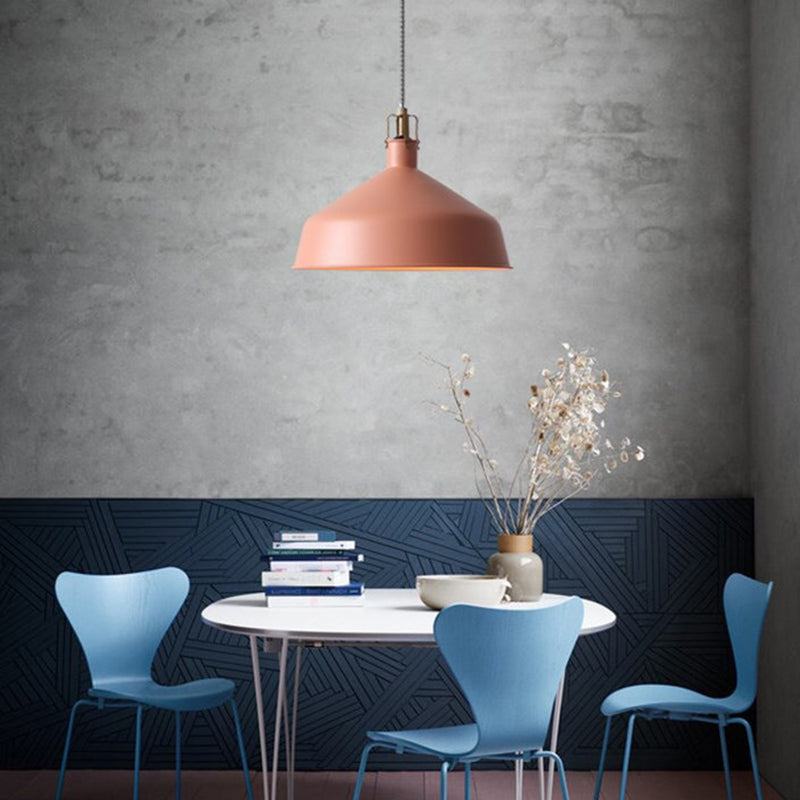Modern Metal Barn Pendant Light For Dining Room - 1-Head Suspension Pink / B