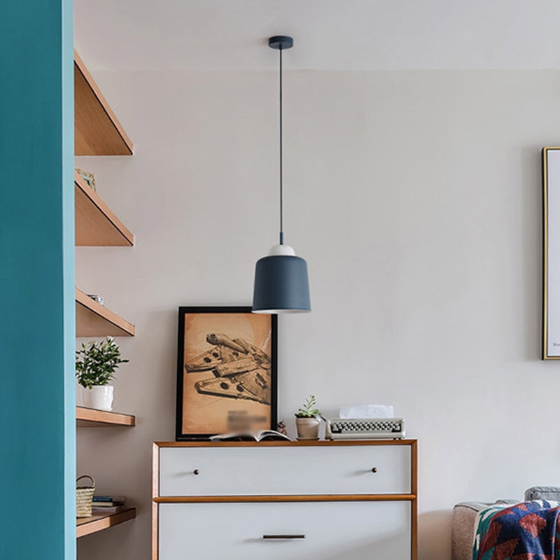 Modern Gourd Metal Pendant Light For Dining Room Ceiling - 1 Bulb Blue