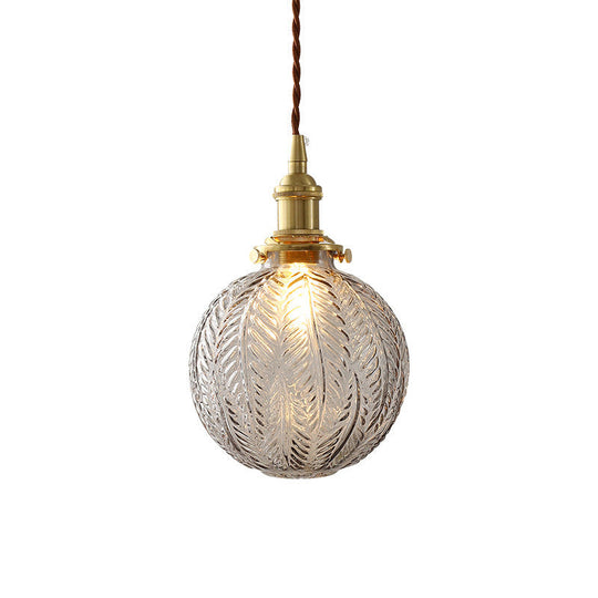 Brass Finish Clear Glass Pendant Light Kit - Modern Spherical Design Ideal For Warehouse Décor
