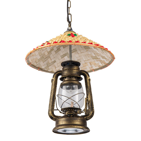 Coastal Lantern Pendant Lamp: Clear Glass Hanging Light Fixture With Bamboo Top