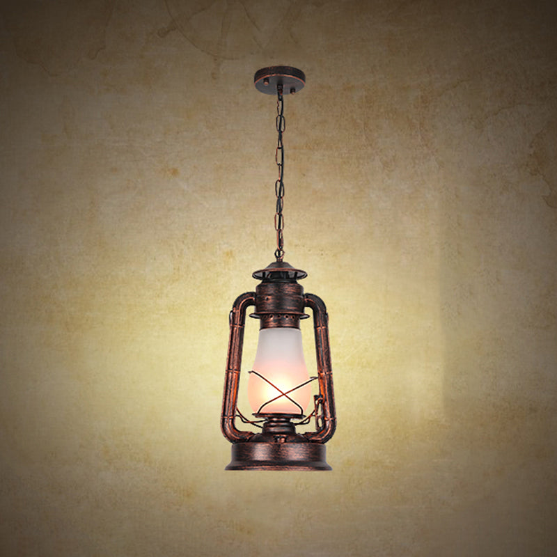 Industrial Frosted Glass Pendant Light For Restaurant Ceiling - 1-Light Suspension Lamp Copper / B