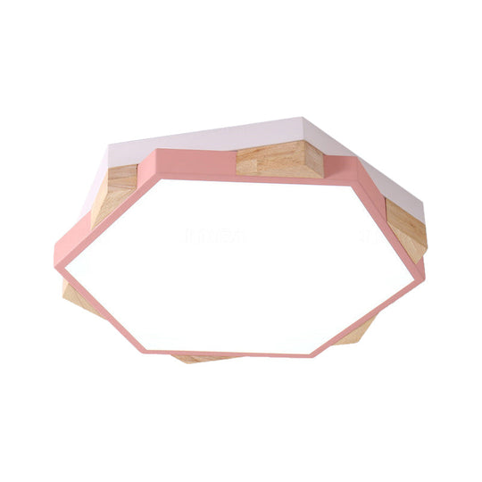 Nordic Hexagon Flush Mount Acrylic Ceiling Lamp For Study Room