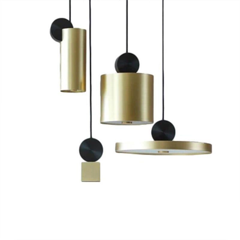 Sleek Brass Geometric Ceiling Light With 1 Bulb – Modern Suspension Lamp For Dining Room Décor
