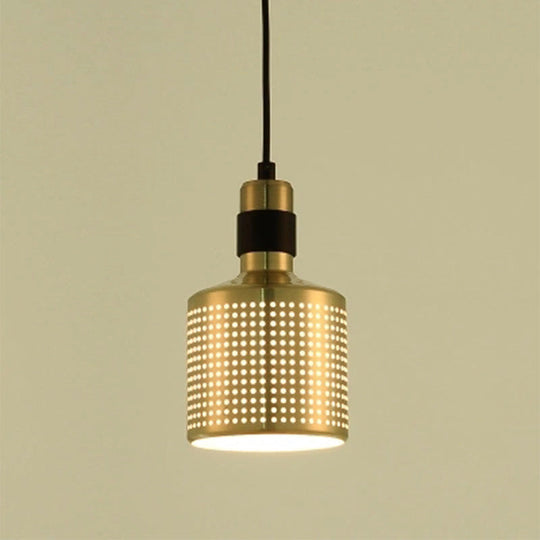 Minimalist Metal Cylinder Ceiling Light Pendant - 1 Head Drop For Bedside Black