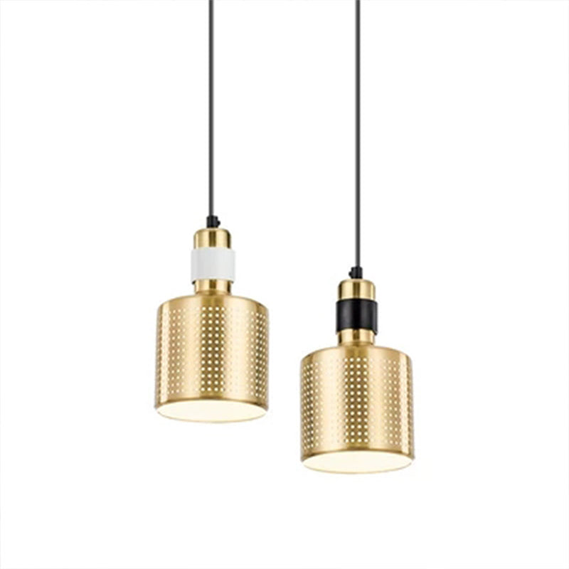 Minimalist Metal Cylinder Ceiling Light With Pierced Design - 1 Head Pendant For Bedside Drop