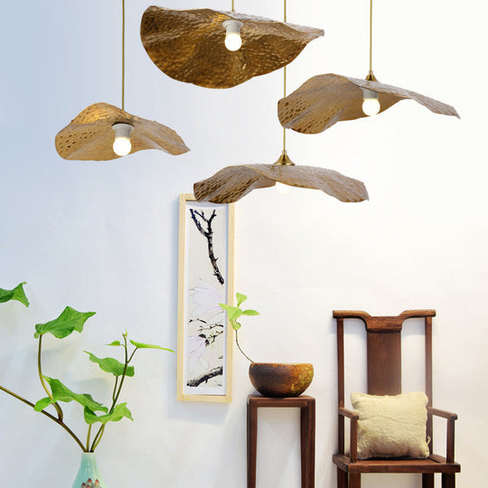 Lotus Leaf Metal Pendant Lamp: Minimalist 1-Light Brass Ceiling Light For Dining Room / 12