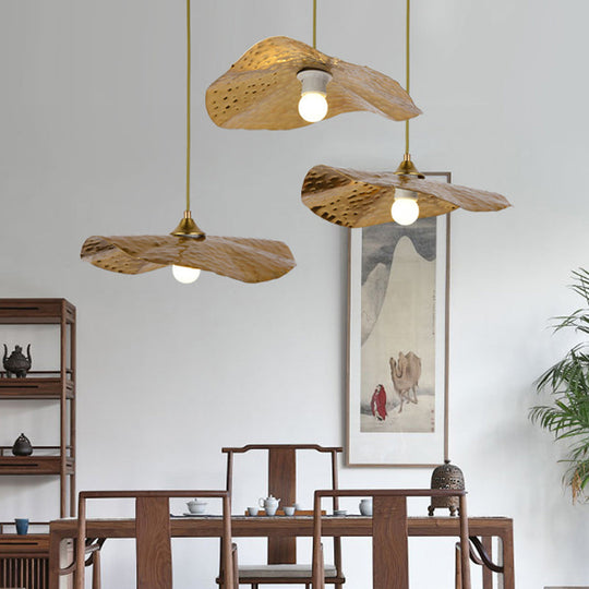 Lotus Leaf Metal Pendant Lamp: Minimalist 1-Light Brass Ceiling Light For Dining Room