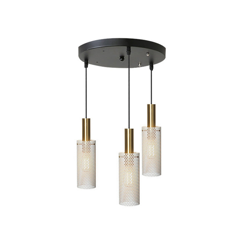 Cylinder Metal Pendant Light With Hollow-Out Design For Dining Room - Simplicity Suspension Lighting
