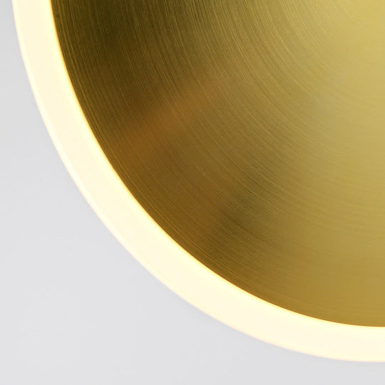 Modern Brass Led Bedside Pendulum Light With Aluminum Saucer Shade - Down Lighting