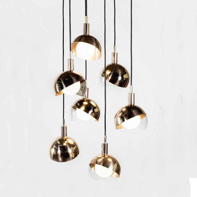 Minimalist Metal Dual-Dome Pendant Light With Clear Glass Shade