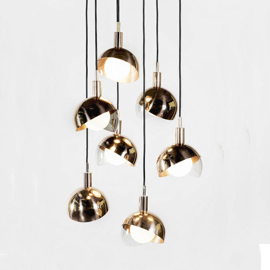 Minimalist Metal Dual-Dome Pendant Light With Clear Glass Shade