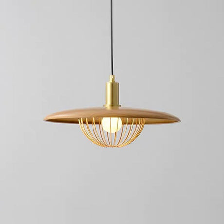 Nordic Saucer Metal Pendant Light With Cage - 1 Head Ceiling Lamp For Dining Room