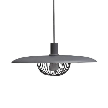 Nordic Saucer Pendant Light With Wire Cage - Metal 1-Head Ceiling Lamp For Dining Room