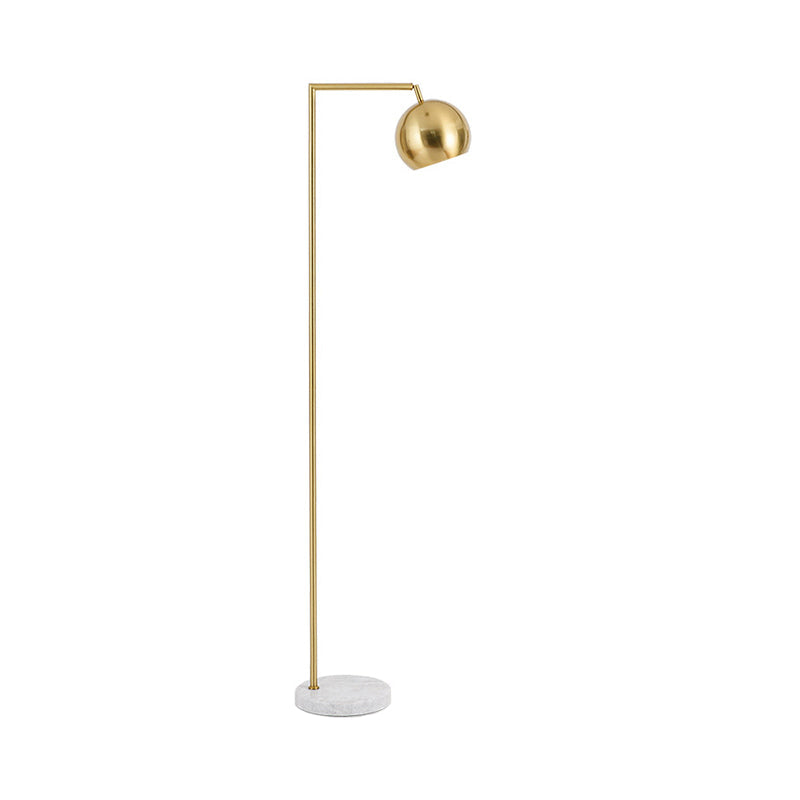Modern Metal Floor Lamp With Rotatable Brass Stand And Right-Angled Arm