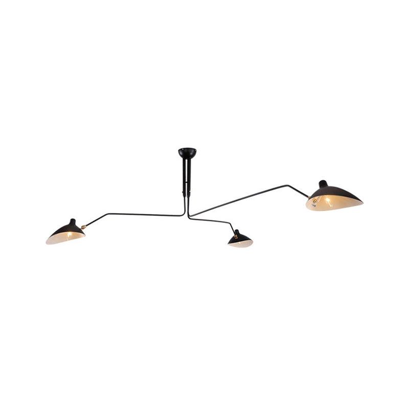 Modern Metal Hat Chandelier With 3 Lights - Black Pendant Lighting