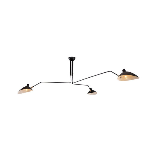 Modern Metal Hat Chandelier With 3 Lights - Black Pendant Lighting