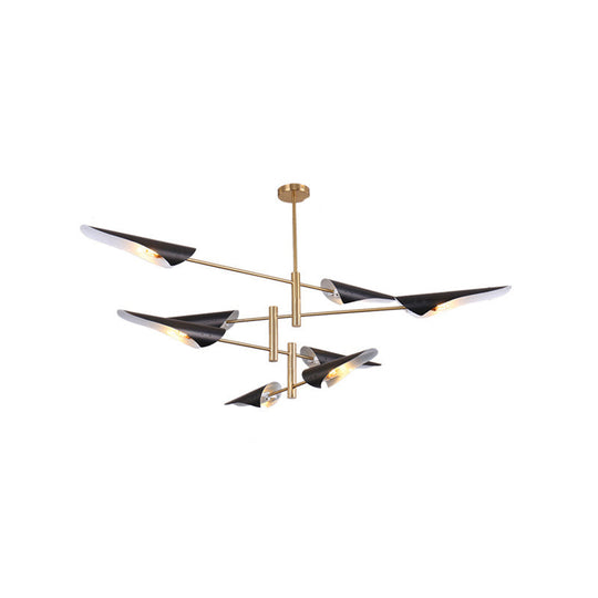 Modern Metal Quill Chandelier Pendant Light With Sputnik Design For Living Room
