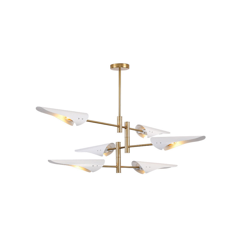 Modern Metal Quill Chandelier Pendant Light With Sputnik Design For Living Room 6 / White
