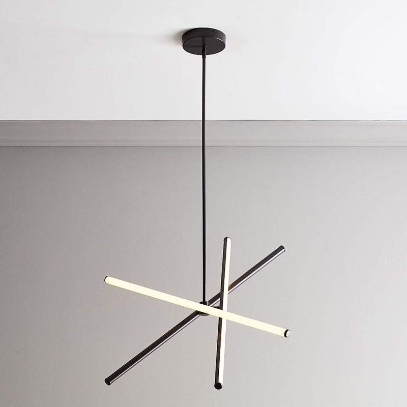 Contemporary Led Pendant Chandelier - Metallic Suspension Light For Living Room 3 Bulbs Black