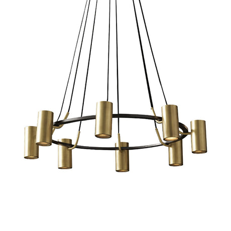 Gold Metal 8-Head Circle Chandelier: Contemporary Pendant Light For Living Room