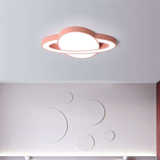 Nordic Style Planet Shaped Led Ceiling Light For Kid’s Bedroom - White/Pink/Yellow/Blue Pink