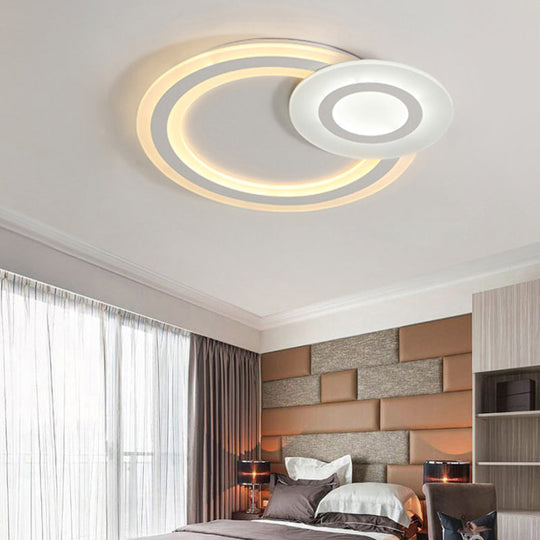 Solar Eclipse Led Ceiling Lamp: Modern Kindergarten Mount Light - White Acrylic / 18’